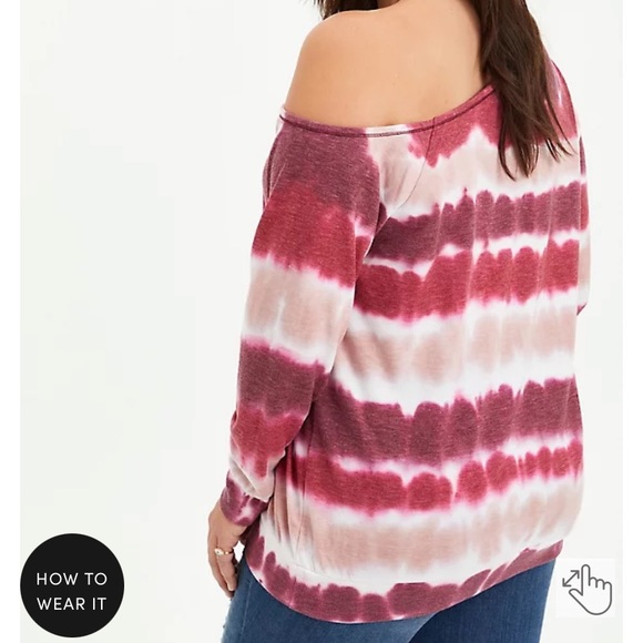 Torrid Off-Shoulder Sweatshirt Lightweight French Terry Tie Dye W-153 Plus Sz 2X - Picture 4 of 10
